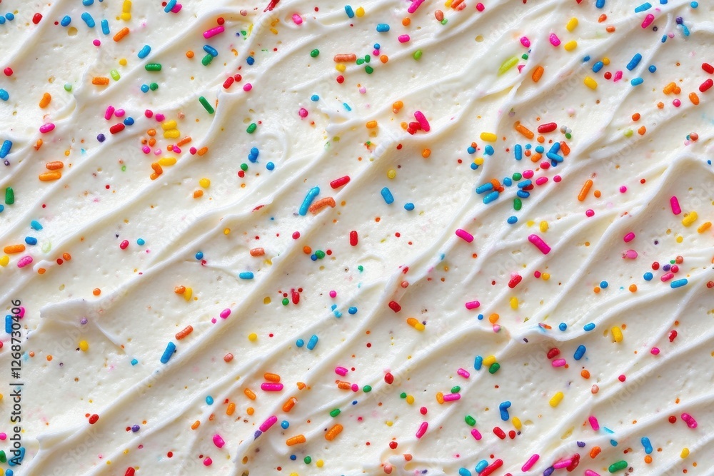 Obraz premium Delightful birthday desserts featuring colorful icing and sprinkles set against a simple white backdrop for festive celebrations and joyful occasions