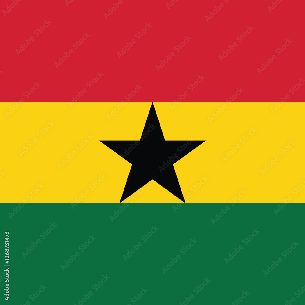 Flag of Ghana. Ghana square flag icon digital vector illustration Flag of Ghana. Ghana square flag icon digital vector illustration