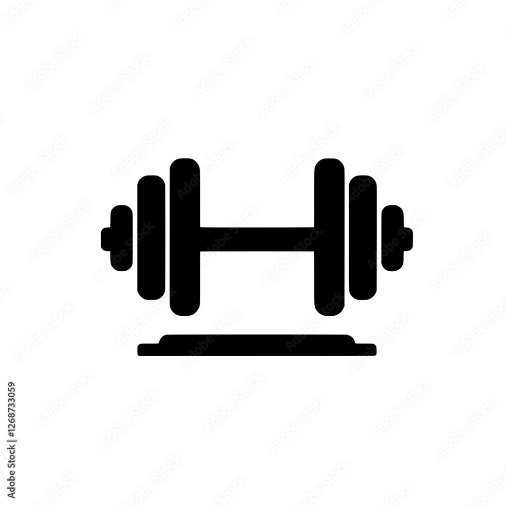 Dumbbell Icon: Simple, bold black dumbbell icon on white background, perfect for fitness apps, websites, or gym branding. Dumbbell Icon: Simple, bold black dumbbell icon on white background, perfect for fitness apps, websites, or gym branding.