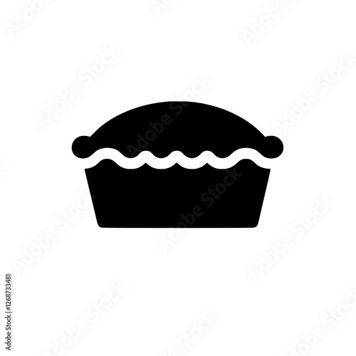 Classic Pie Icon: A simple yet versatile black silhouette icon of a classic pie, perfect for menus, bakery websites, or culinary-themed designs.  