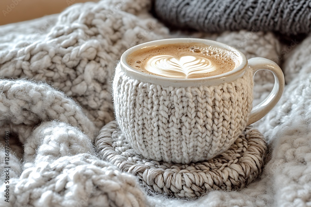 cup of coffee and knitting needles cup of coffee and knitting needles