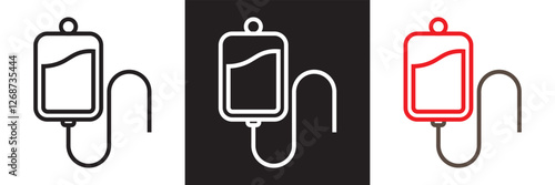 IV bag icon.  isolated on white and black background. Vector illustration. EPS 10