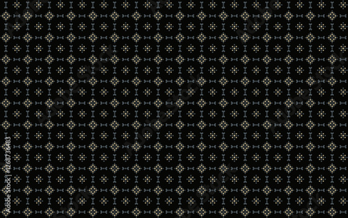 Seamless geometric pattern with square of mini in gray and gold on black background. Vector illustration, for masculine shirt lady dress cloth textile cover wallpaper decoration elegance 