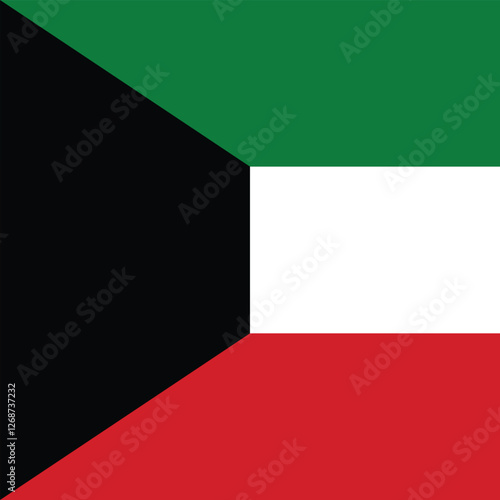 Flag of Kuwait. Kuwait square flag icon digital vector illustration