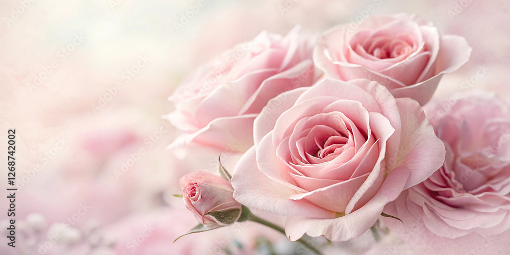Obraz premium Beautiful bouquet of pink roses on a white background