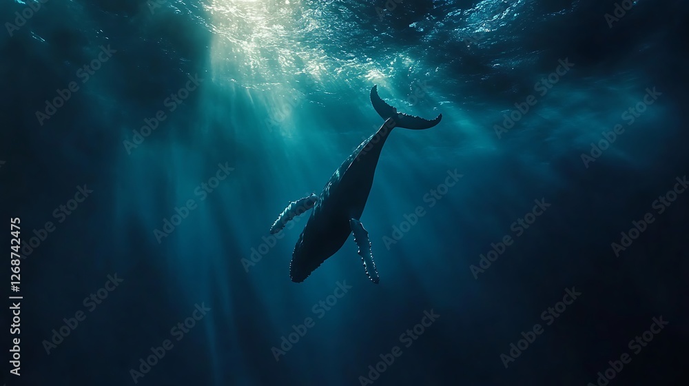Obraz premium Wild humpback whale exploring vast waters pictures