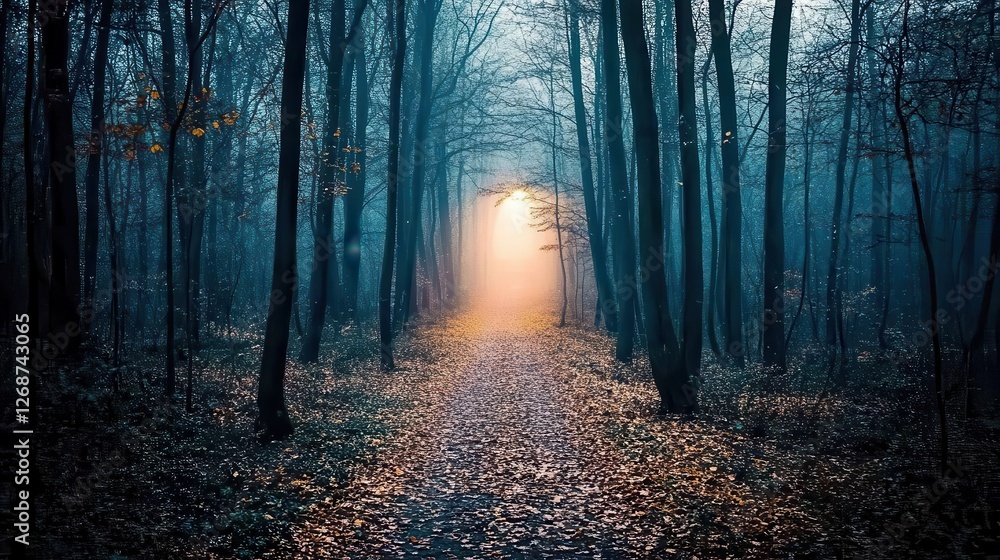A forest background image showcasing a dark forest path leads into the distance, surrounded by tall trees with leaves A forest background image showcasing a dark forest path leads into the distance, surrounded by tall trees with leaves