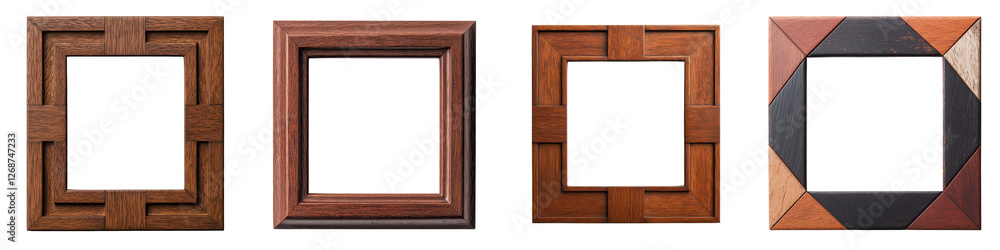 Assortment of Wooden Photo Frames in Diverse Geometric Shapes Retro Patterns and Rustic Brown Tones Suitable for Stylish Modern Home Interior and Creative Photography Displays Assortment of Wooden Photo Frames in Diverse Geometric Shapes Retro Patterns and Rustic Brown Tones Suitable for Stylish Modern Home Interior and Creative Photography Displays