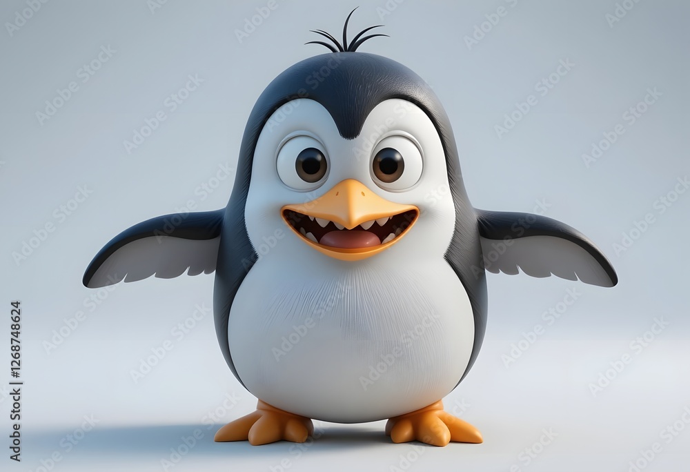 Obraz premium 3d rendered illustration of a penguin cartoon character with funny expression 