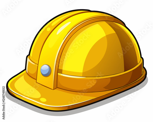 Vector illustration of a heavy-duty construction helmet, bright yellow, smooth shading, isolated on a white background.