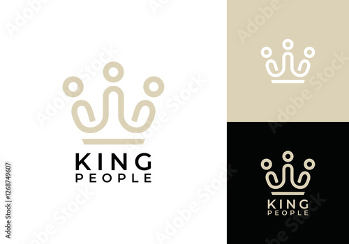luxury crown people logo. simple creative king happy family vector design concept