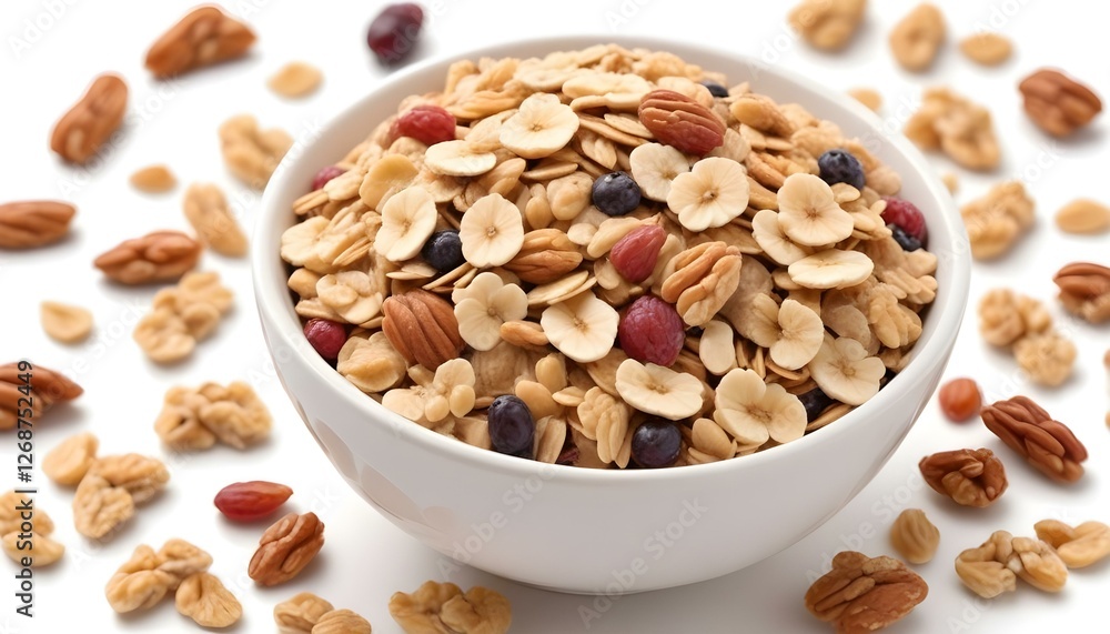 muesli isolated on white background muesli isolated on white background