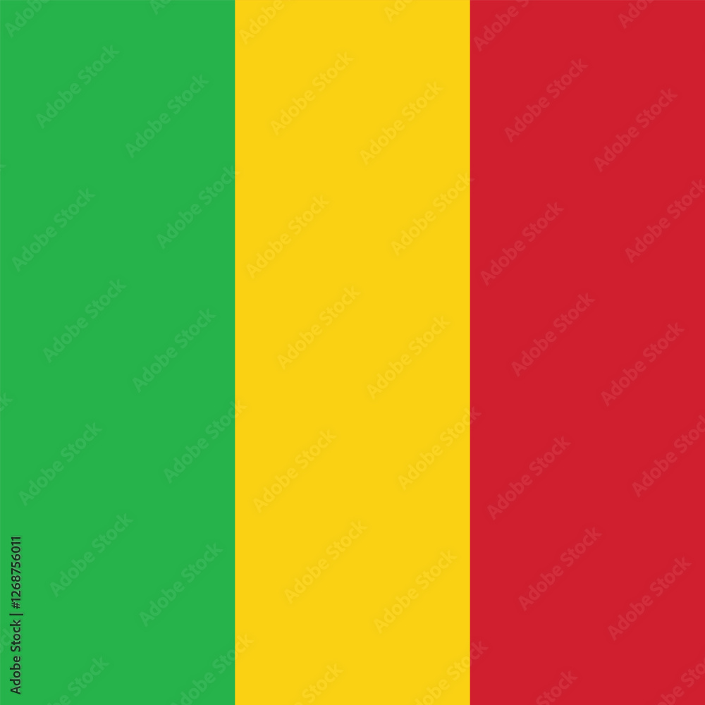 Flag of Mali. Mali square flag icon digital vector illustration Flag of Mali. Mali square flag icon digital vector illustration