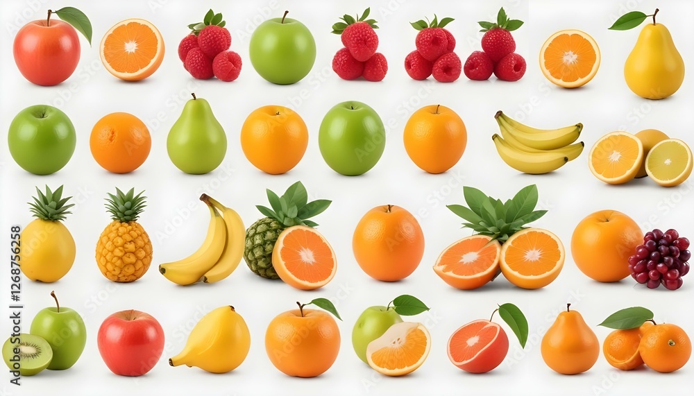 fruit set isolated on white background fruit set isolated on white background