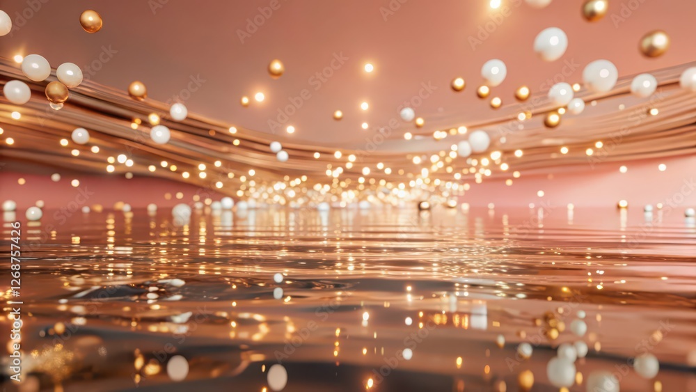 Obraz premium Abstract Background with Floating Lights and Geometric Shapes