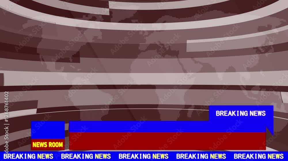 News studio. Newsroom Background for News Broadcasts. Blurred of studio at TV station news report and breaking news on world live report Template intro for TV broadcast news program green show screen.