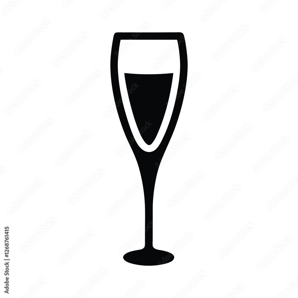 champagne glass vector in silhouette on white background champagne glass vector in silhouette on white background