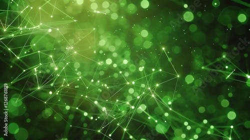 Wallpaper Mural Elegant green background with plexus and glowing particles. Torontodigital.ca