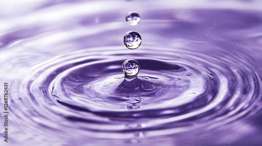 A close-up of water droplets on a purple gradient surface, reflecting light. A close-up of water droplets on a purple gradient surface, reflecting light.