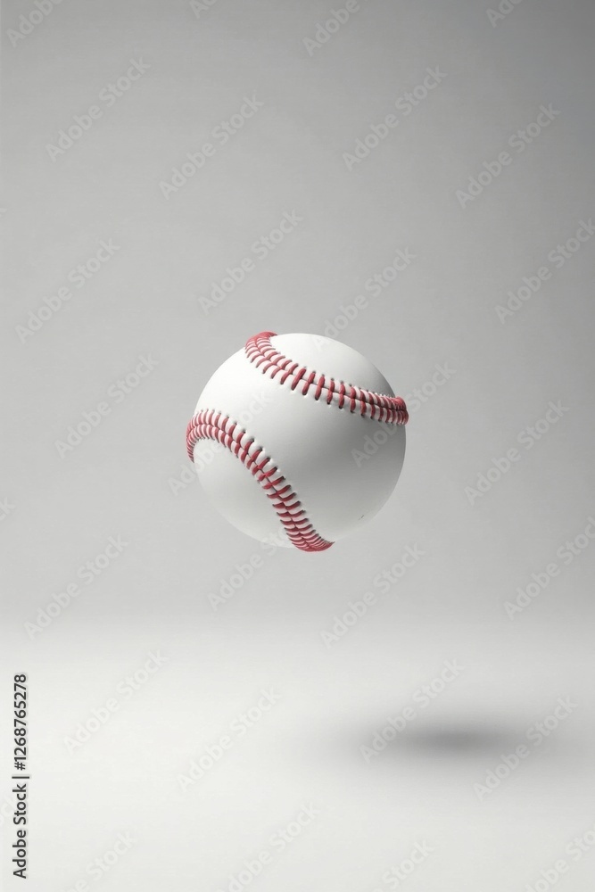 A pristine white baseball, meticulously stitched with crimson thread, floats in a minimalist setting, evoking a sense of calm and anticipation before the thrill of the game. A pristine white baseball, meticulously stitched with crimson thread, floats in a minimalist setting, evoking a sense of calm and anticipation before the thrill of the game.