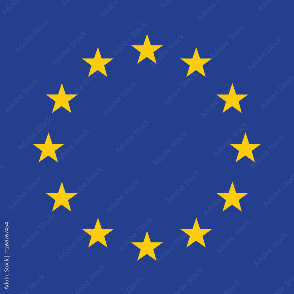 Flag of European Union. European Union square flag icon digital vector illustration Flag of European Union. European Union square flag icon digital vector illustration