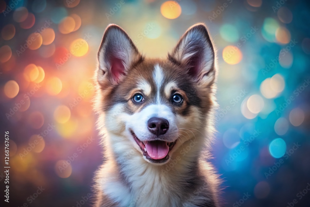 Adorable Siberian Laika Puppy, Happy Dog Portrait, Fluffy Dog, Cute Pet Photo Adorable Siberian Laika Puppy, Happy Dog Portrait, Fluffy Dog, Cute Pet Photo