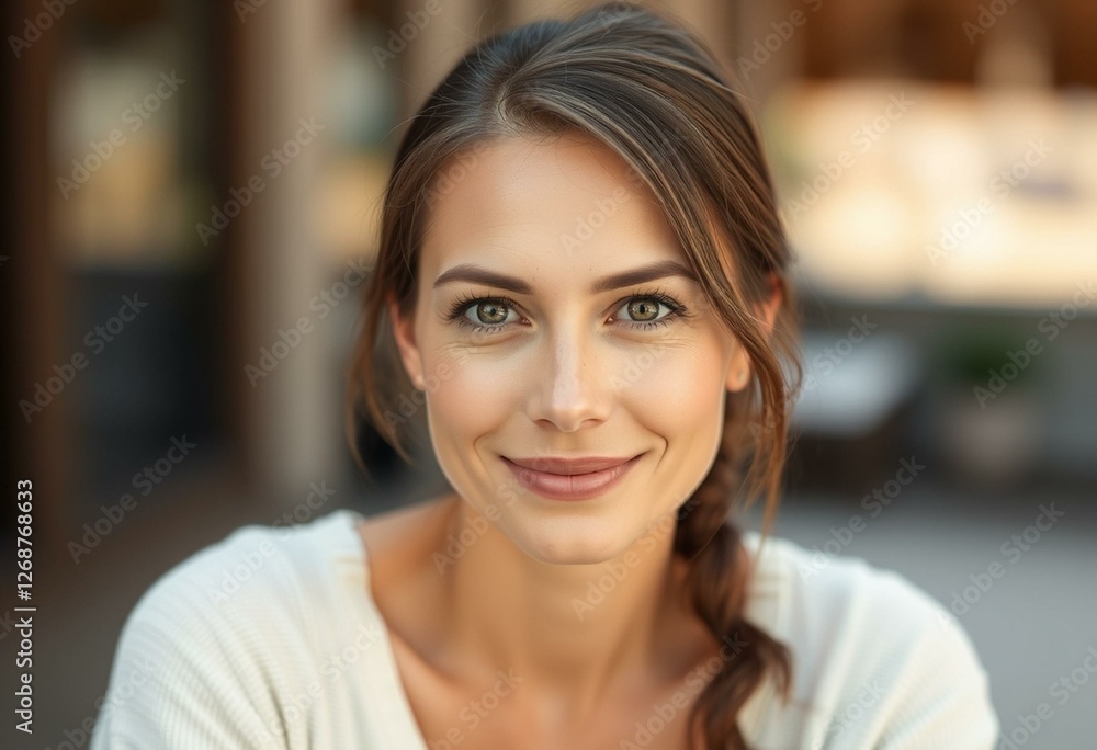 Natural light portrait of a woman without makeup Natural light portrait of a woman without makeup