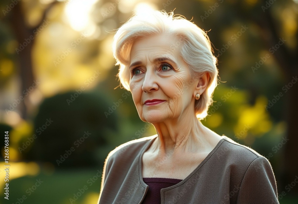 © iushakovsky - Outdoor portrait of an elderly woman in natural light