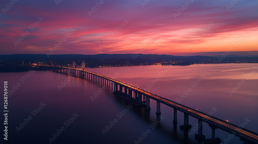 Aerial view of the New Tappan Zee Bridge, spanning Hudson River ai generative Aerial view of the New Tappan Zee Bridge, spanning Hudson River ai generative