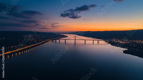 Wallpaper Mural Aerial view of the New Tappan Zee Bridge, spanning Hudson River ai generative Torontodigital.ca