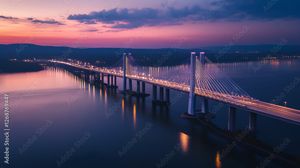 Aerial view of the New Tappan Zee Bridge, spanning Hudson River ai generative Aerial view of the New Tappan Zee Bridge, spanning Hudson River ai generative
