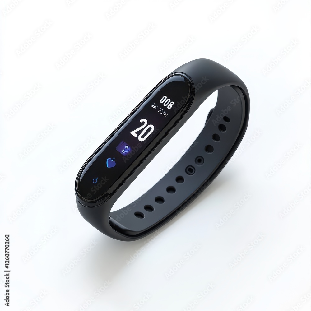 Compact black fitness tracker with digital display for health monitoring during workouts Compact black fitness tracker with digital display for health monitoring during workouts
