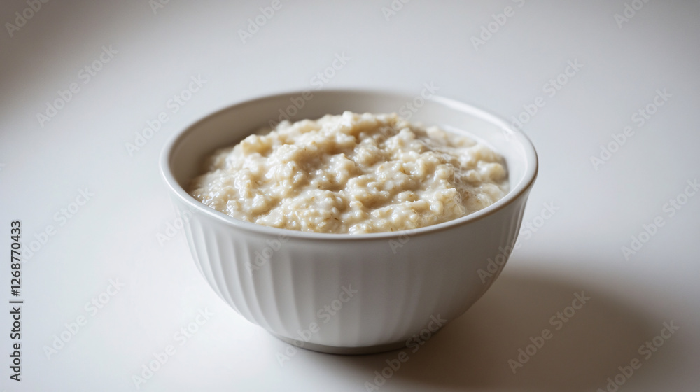 Bowl with oat porridge on white background Bowl with oat porridge on white background