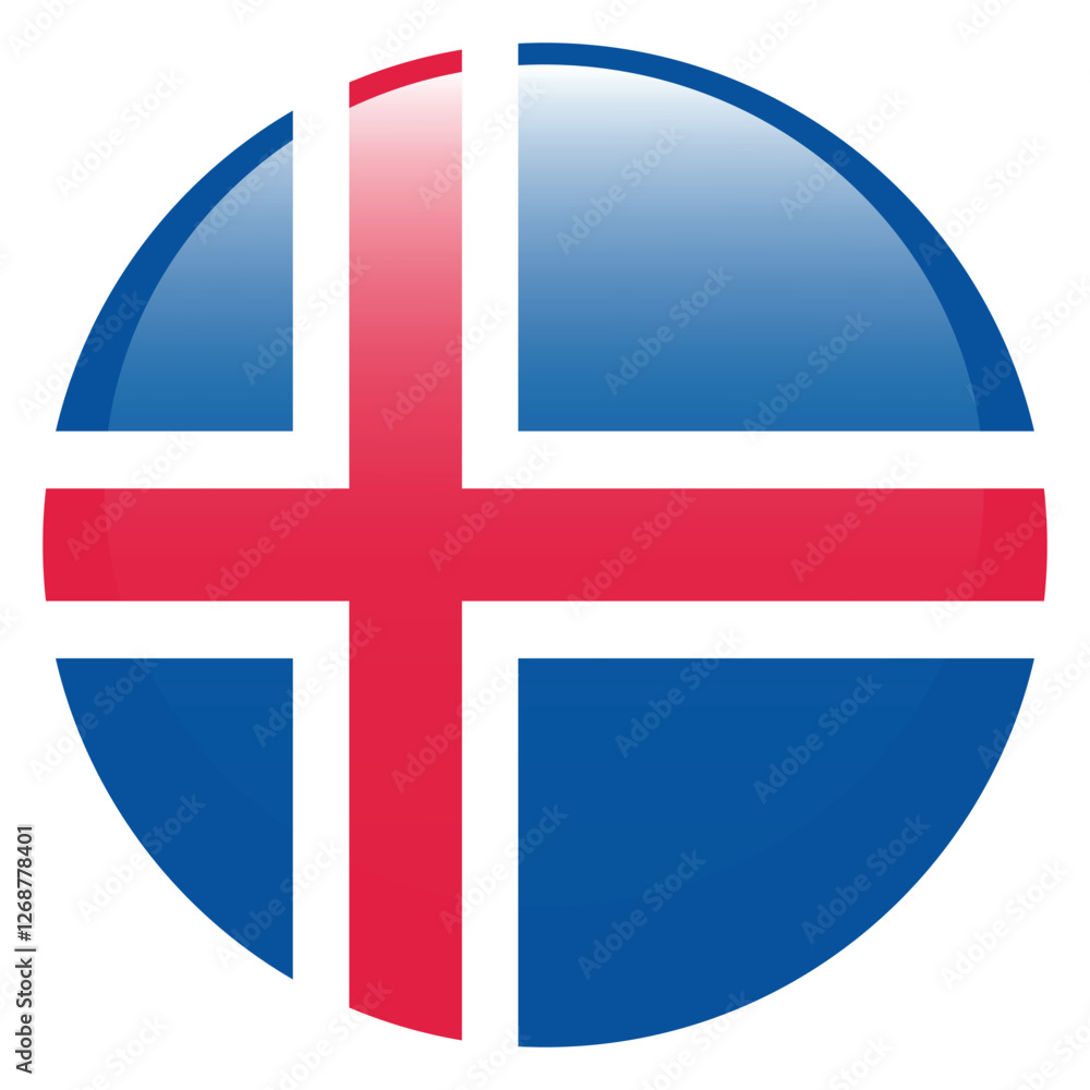 Iceland flag. Iceland circle flag logo icon computer vector illustration design Iceland flag. Iceland circle flag logo icon computer vector illustration design