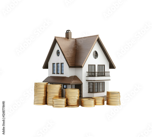 A house with money isolated on transparent background 