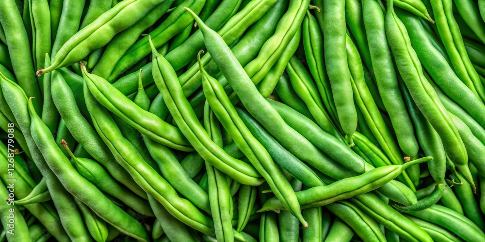 Fresh Green Beans Placed Neatly in a Vibrant Background Fresh Green Beans Placed Neatly in a Vibrant Background