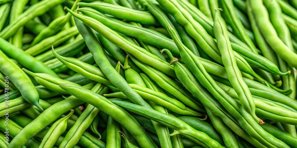 Fresh Green Beans Piled Together in a Vibrant Vegetable Display Fresh Green Beans Piled Together in a Vibrant Vegetable Display