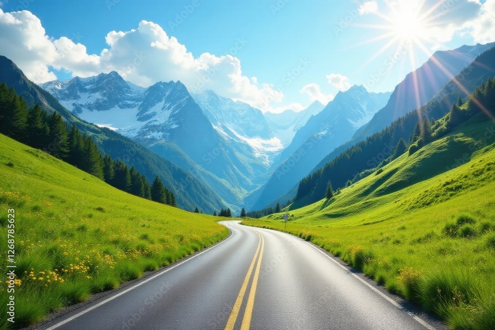 Naklejka premium road in mountains