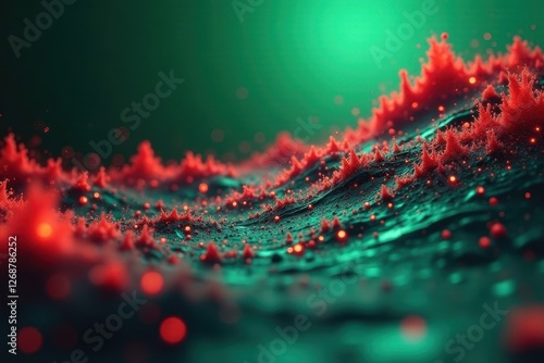 Abstract Red and Teal Organic Texture A Close-Up View of Dynamic, Evolving Forms