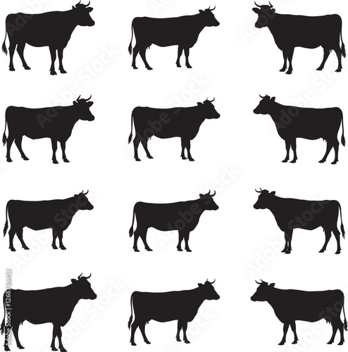 silhouette cow vector icon.