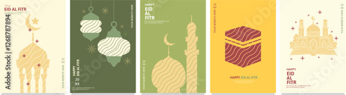 Happy Eid al Fitr Design Set for Social Media post or Printed Poster