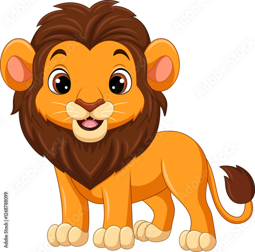 Illustration of cartoon happy lion