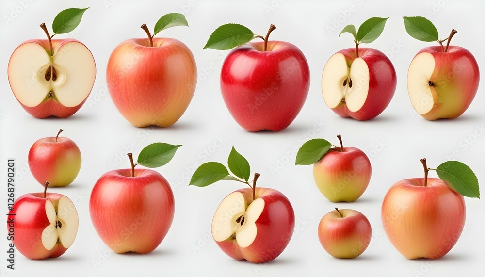 apple fruit set isolated on white background apple fruit set isolated on white background
