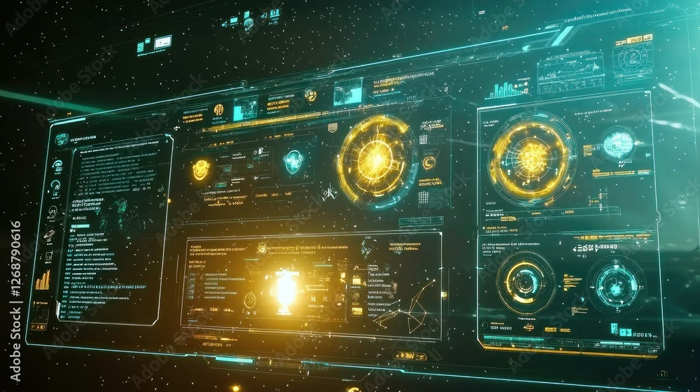 Fototapeta premium Futuristic HUD interface displays data in dynamic motion
