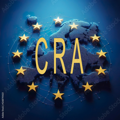Illustration saying CRA. It stands for Cyber Resilience Act of the European Union. It regulates cybersecurity requirements for hardware and software products with digital elements.
