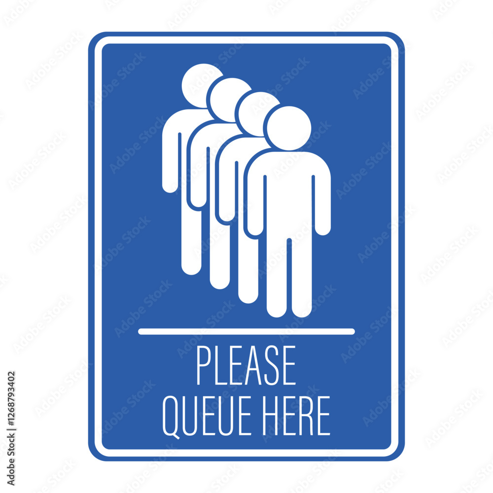 Isolated label sign please queue, people line, check-in, waiting enter, team work, group of man Isolated label sign please queue, people line, check-in, waiting enter, team work, group of man