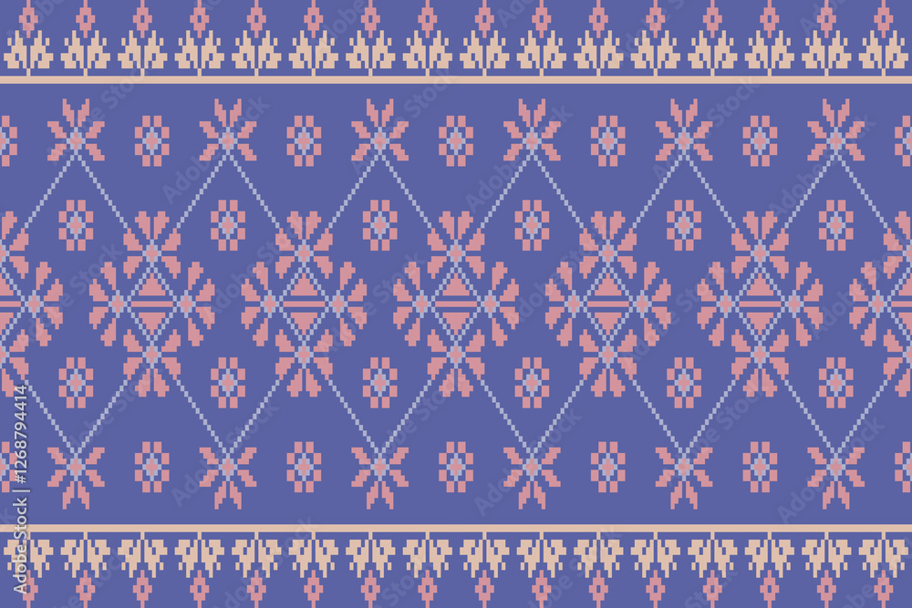 Scraf seamless pattern.Floral cross stitch for background.Aztec style.background vector illustration.Design for texture,fabric,cloting,carpet,knitewar,curtains,wrapping,batik Scraf seamless pattern.Floral cross stitch for background.Aztec style.background vector illustration.Design for texture,fabric,cloting,carpet,knitewar,curtains,wrapping,batik