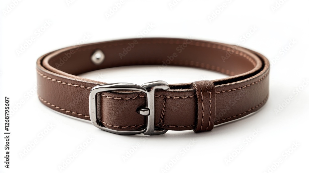 Brown Leather Dog Collar Isolated on White Background for Pets Brown Leather Dog Collar Isolated on White Background for Pets