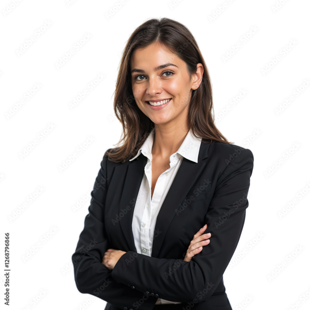Business woman portrait isolated on white or transparent background, businesswoman in suit, crossed arms Business woman portrait isolated on white or transparent background, businesswoman in suit, crossed arms