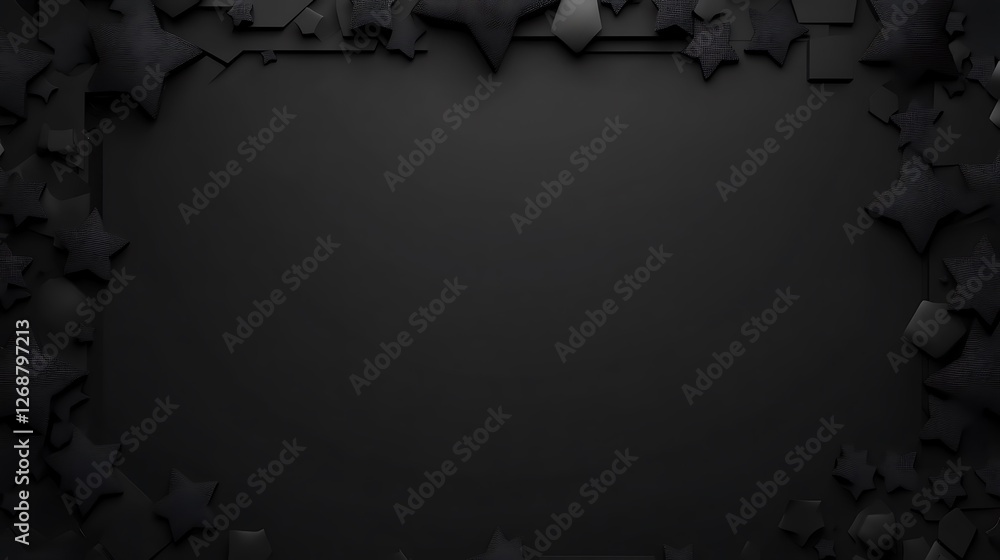 Fototapeta premium Black Star Shapes Frame Dark Background